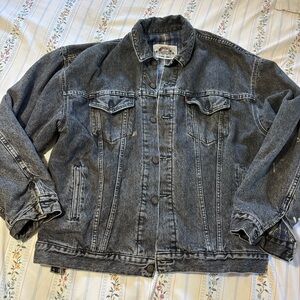 Vintage Levi’s Acid Washed Plaid Flannel Lined Denim Jacket Size XL Made In Usa